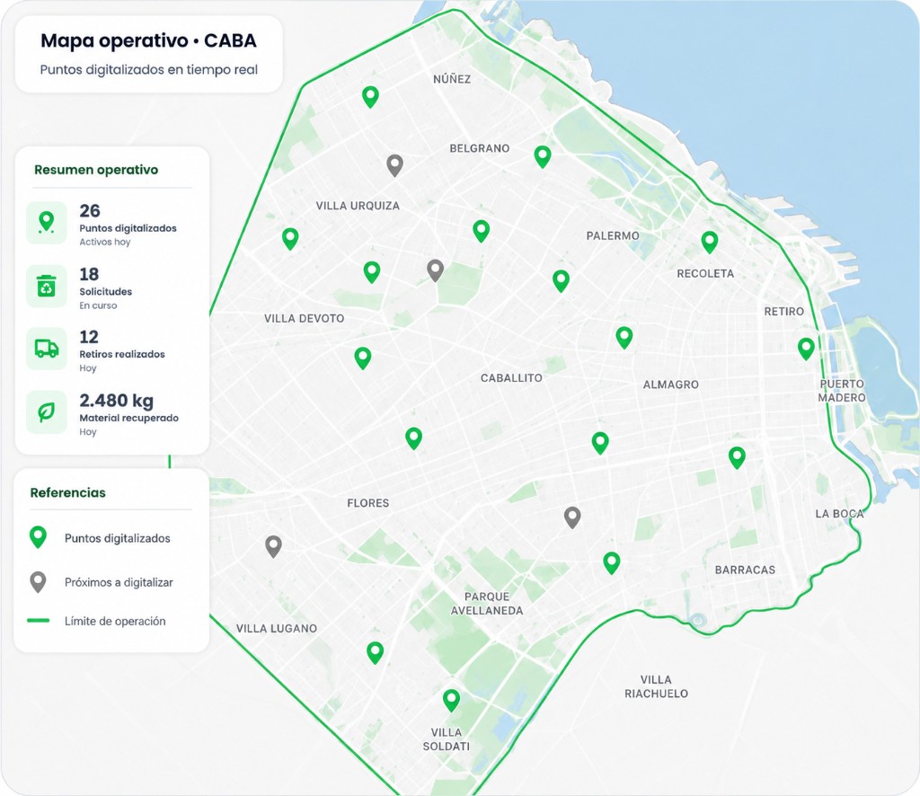 Mapa operativo Scrapy en CABA con puntos digitalizados